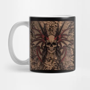 Vintage Flying Devils Skull with Bat Wings Mug